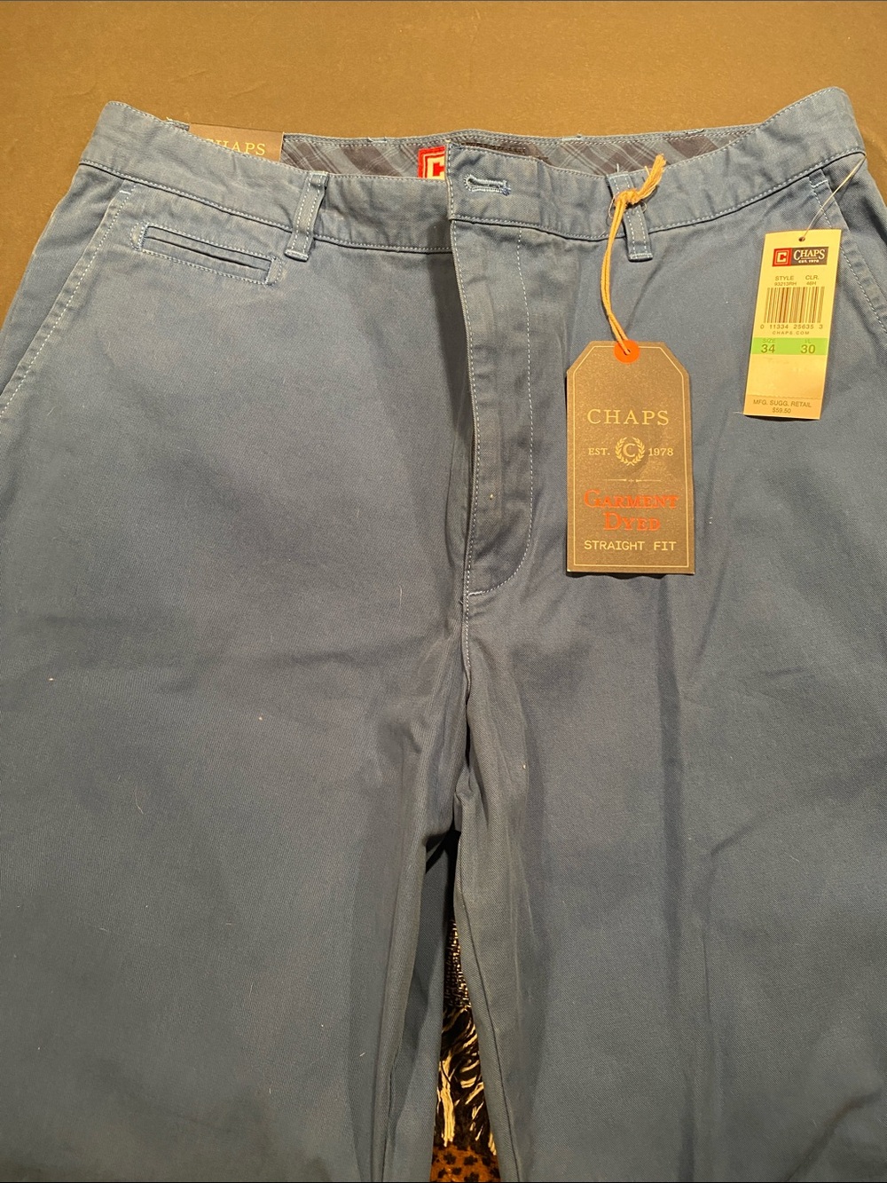 Chaps Men's Straight Fit Chinos — Slate Blue - Picture 3 of 5